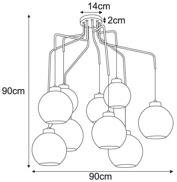 Duża lampa wisząca loftowa z 9 zwisami - S827 Basani 15X