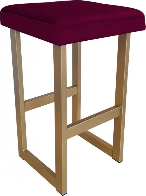 Hoker ALEX krzesło barowe tkanina Welur podstawa metalowa : Kolor Stelaża - Złoty, Kolor tkaniny - VELVET - MG02, Wysokość - 75 cm
