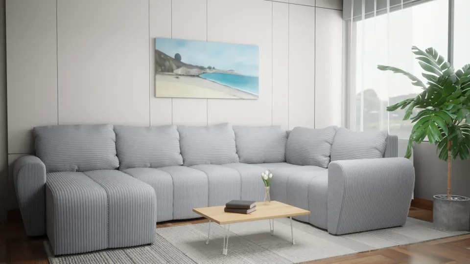 Luksusowy narożnik rozkładany do salonu - Bueno XL, butelkowa zieleń - Lincoln 39, prawy