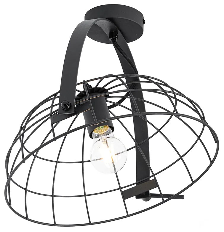 Industrialna lampa sufitowa czarna 35 cm regulowana - HanzePrzemysłowy Oswietlenie wewnetrzne