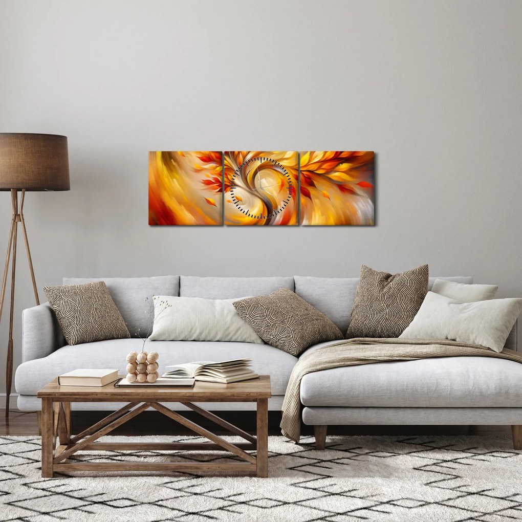 Obraz - Jesienne drzewo (z zegarem) (90x30 cm)