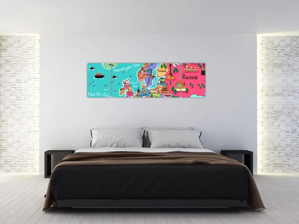 Obraz - Dziecięca mapa Europy (170x50 cm)