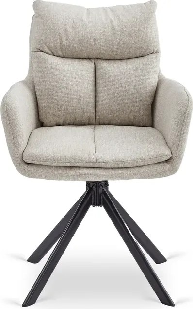 Krzesło Tapicerowane Obrotowe do Salonu PAUL Beżowe Nowoczesne