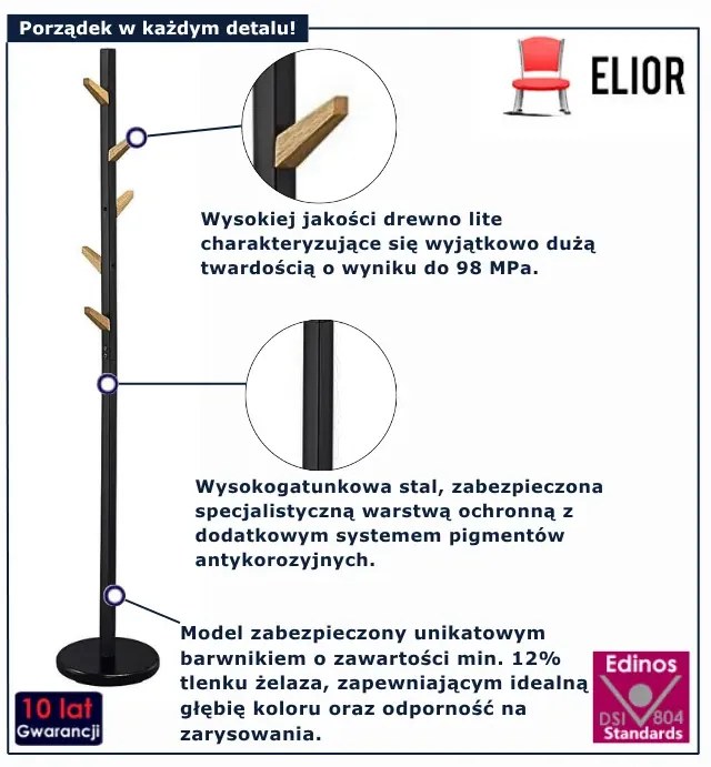 Czarny wieszak stojący na ubrania  F6-K69