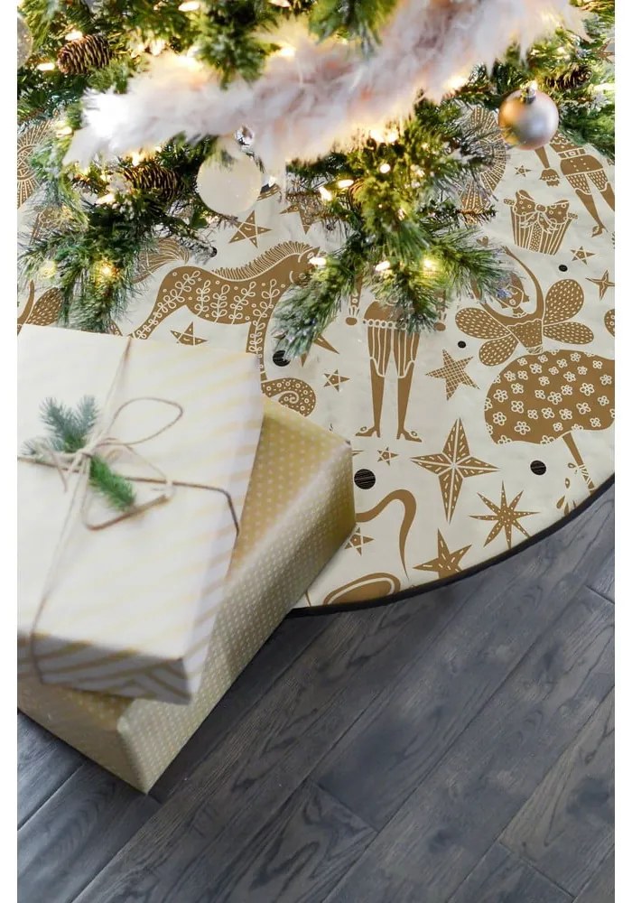 Bawełniany dywan pod choinkę Butter Kings Golden Nut Cracker, ø 130 cm