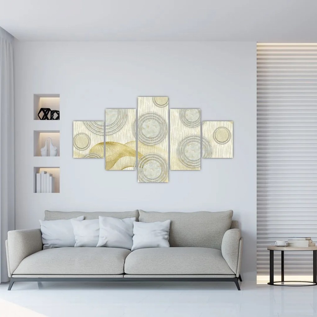 Obraz - Abstrakcja, marmurowe kręgi (125x70 cm)