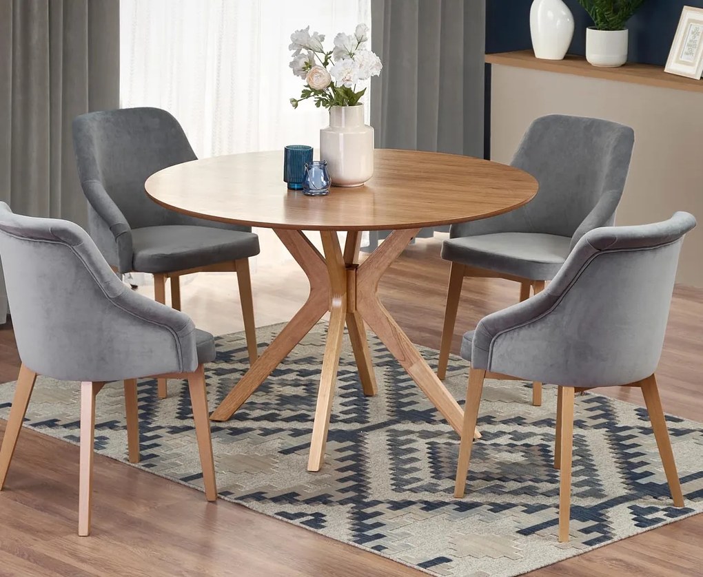 Stół z okrągłym blatem na giętych nogach Nicolas