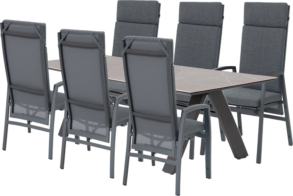 Doppler NOVA ARCTIC, fotele regulowane ogrodowy zestaw wypoczynkowy 6+1