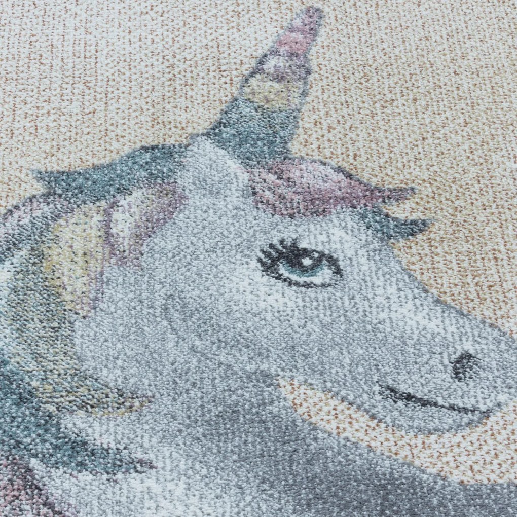 Dywan dziecięcy Funny jednorożec złoty 160 cm x 230 cm