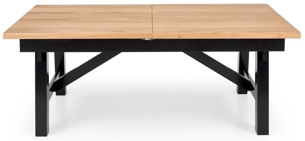 FIESTA stół rozkładany 200-280x100x77 cm dąb naturalny/czarny mieści 8-12 osób