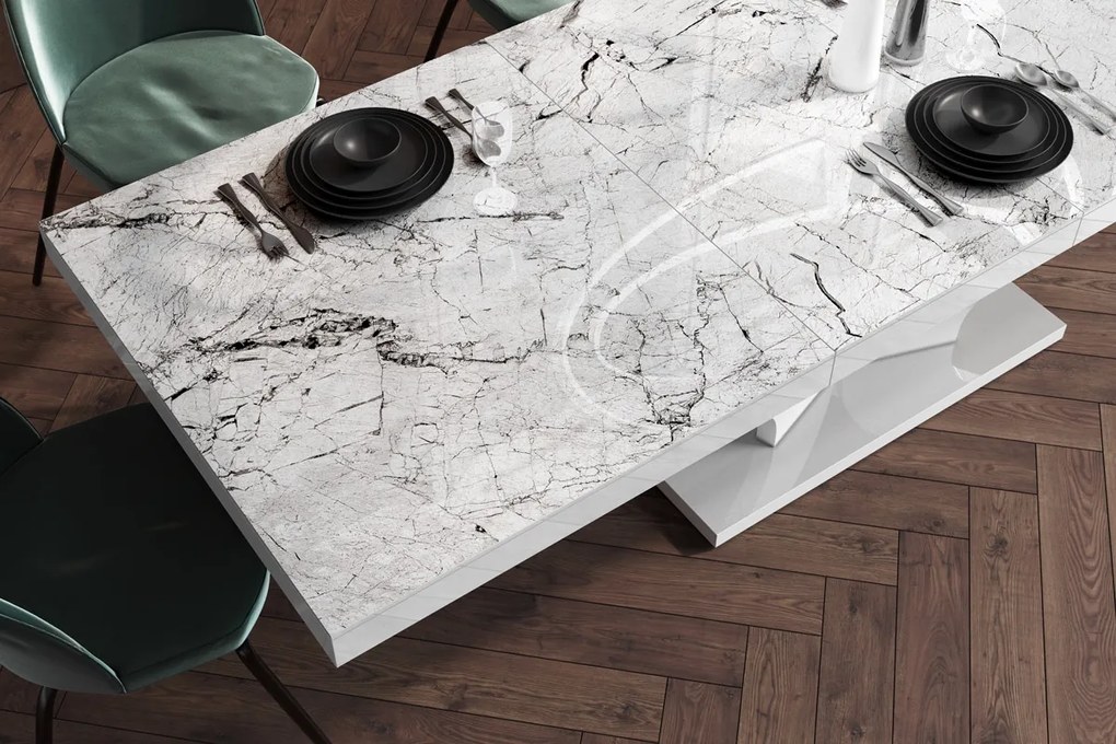 Stół z marmurowym blatem w połysku Viva 2 Hubertus