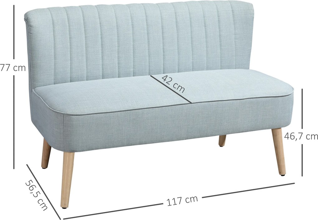HOMCOM 2-osobowa sofa, miękkie obicie, łatwa w pielęgnacji, udźwig do 220 kg, 117 x 56,5 x 77 cm, jasny zielony | Aosom PL