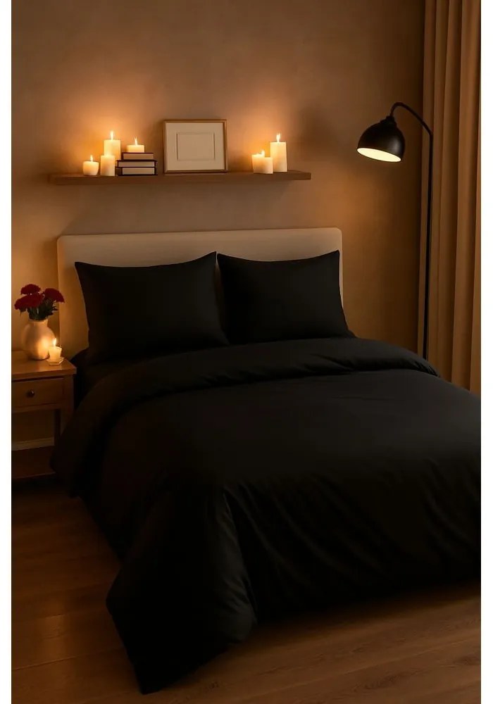 Czarna pościel dwuosobowa z prześcieradłem/4-częściowa 200x220 cm Classic – Mila Home