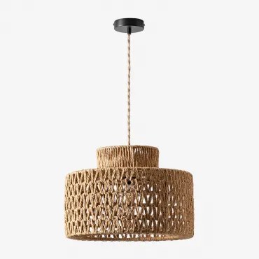 Lampa Sufitowa Wisząca Z Plecionego Papieru Kiara Miel - Czarna & Natural Ø40 Cm - ↑30 Cm Kiara - Sklum