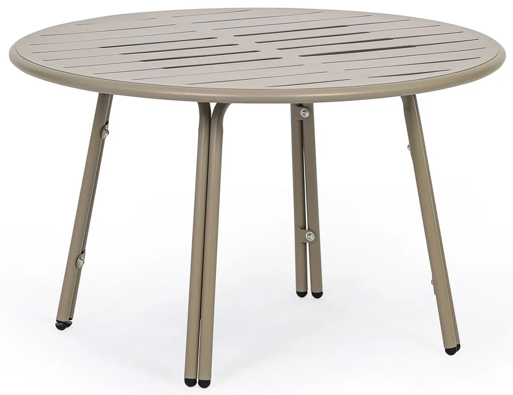Metalowy stół bistro VENTO, średnica 80 cm, do użytku zewnętrznego, beżowy