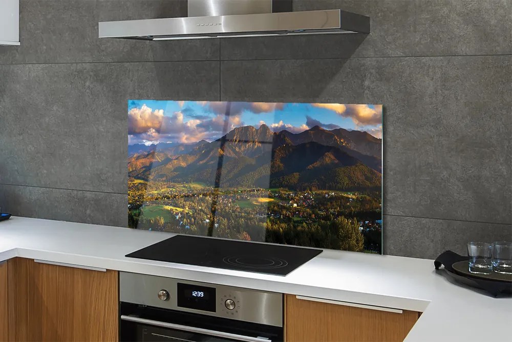 Panel szklany do Kuchni Złota Godzina nad Szczytami