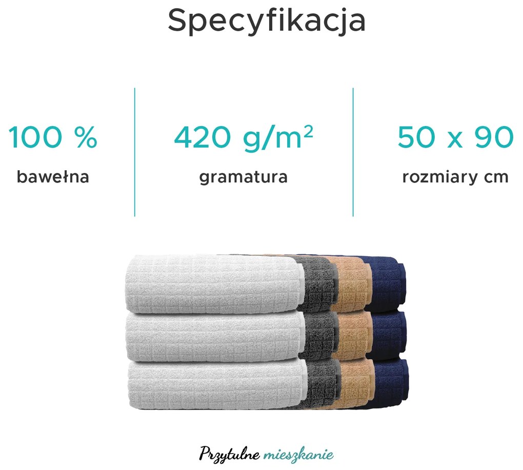 Ręcznik JERRY 50 x 90 cm piaskowy, 100% bawełna