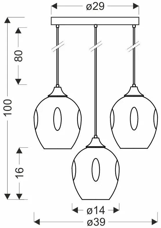 Czarna potrójna lampa na talerzu nad wyspę - 4X Z034 K5-H04