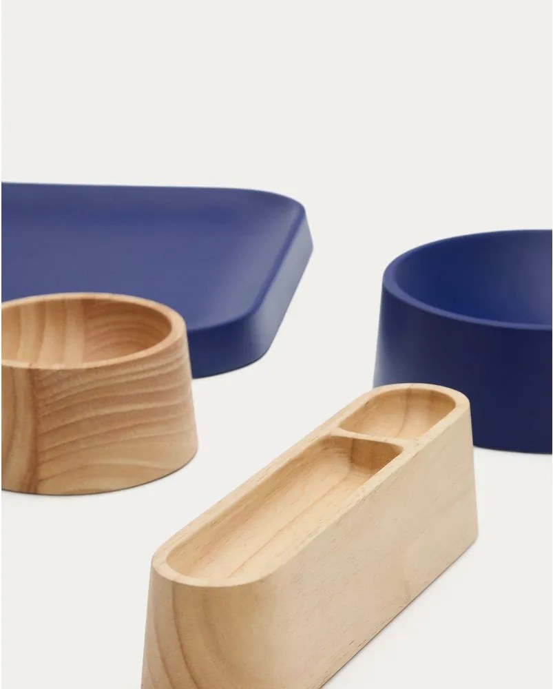 Ciemnoniebiesko-naturalne drewniane miski do serwowania zestaw 4 szt. Bletz – Kave Home