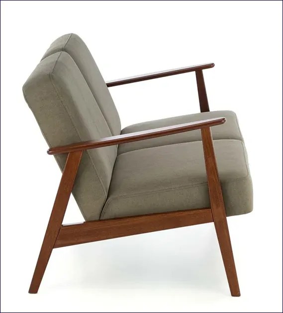 Oliwkowa drewniana sofa tapicerowana - Alexander 4X