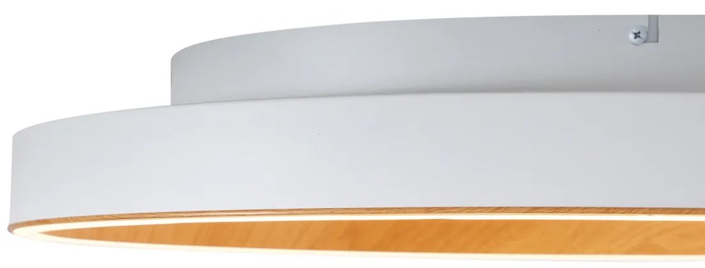 Designerska lampa sufitowa biała z drewnem 60 cm z wbudowaną diodą LED i 3-stopniowym przełącznikiem - IngoDesignerski Oswietlenie wewnetrzne
