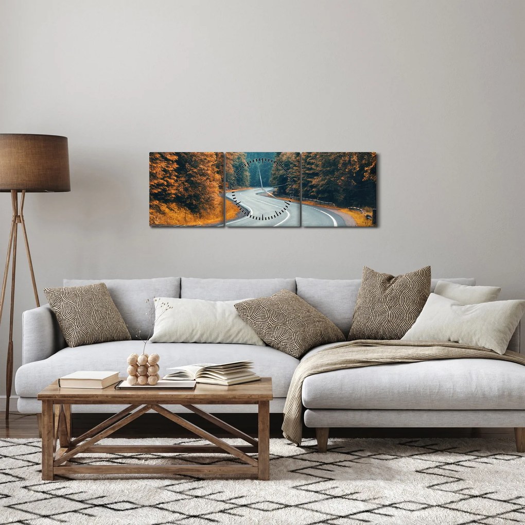 Obraz - Kręta droga (z zegarem) (90x30 cm)