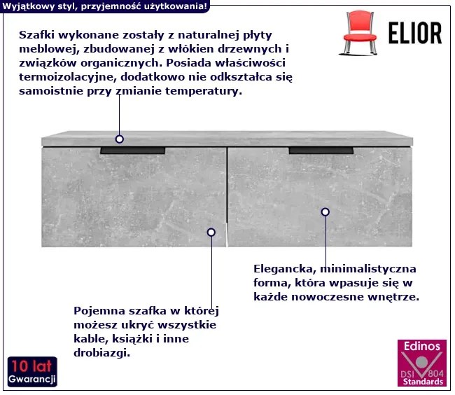 Zestaw dwóch szafek szarość betonu - Lewix