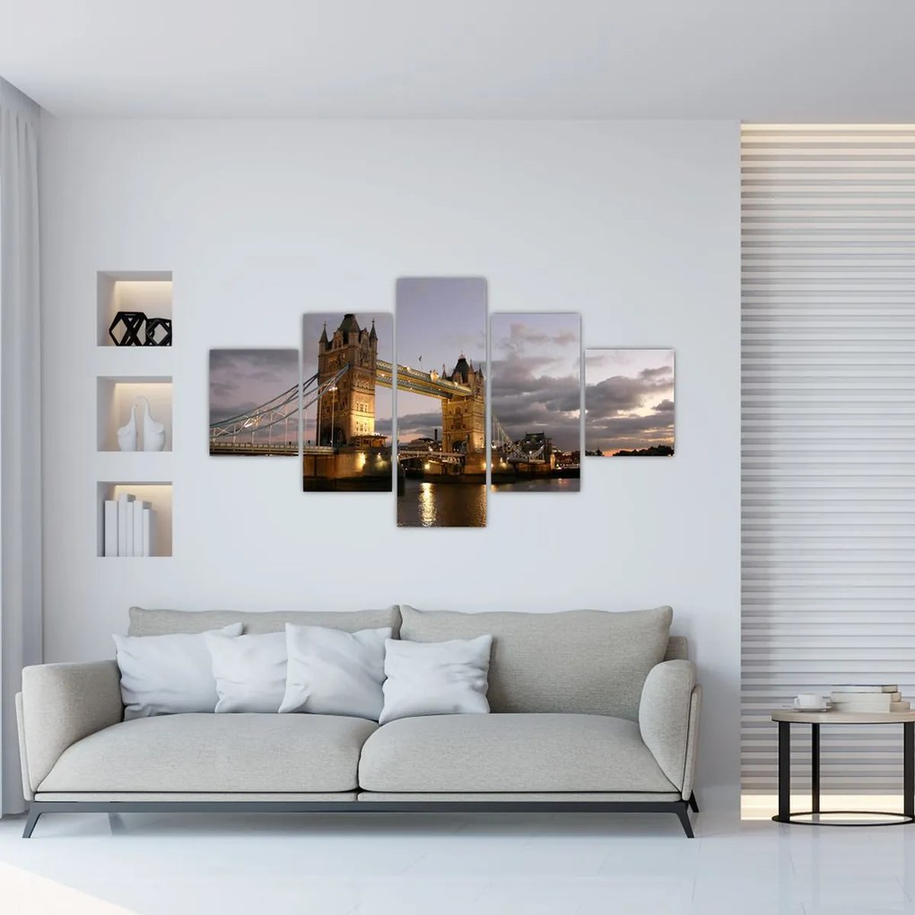 Obraz - Tower Bridge nocą (125x70 cm)