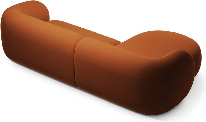 Aksamitny narożnik (lewostronny/z szezlongiem) w kolorze terakoty Kate – Micadoni