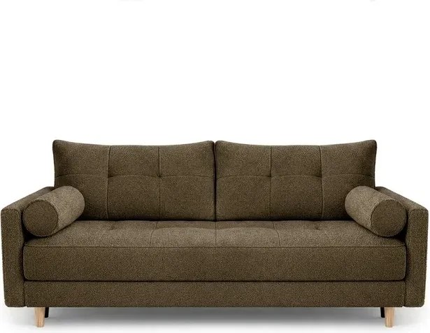 Sofa z Funkcją Spania LONAR Brązowa Boucle Nowoczesna