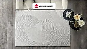 Dywan z wypukłym wzorem ręcznie tkany 100% wełny - 160 x 230 cm - 2200g/m2 - Kość słoniowa - BASSAM