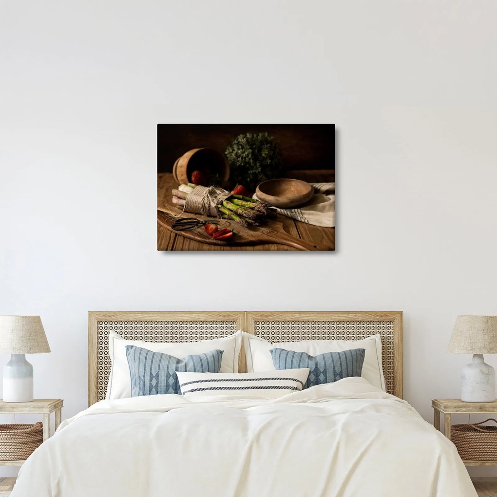 Obraz szparagów na stole (70x50 cm)