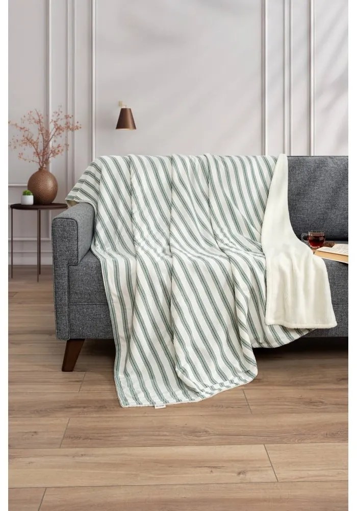 Biały/zielony koc 150x190 cm Soren Wellsoft – Mijolnir