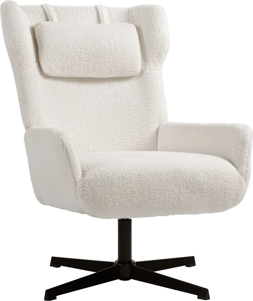 HOMCOM Fotel akcentowy, tapicerowany fotel z powłoką fleece, obrotowy, metalowa rama, kremowy