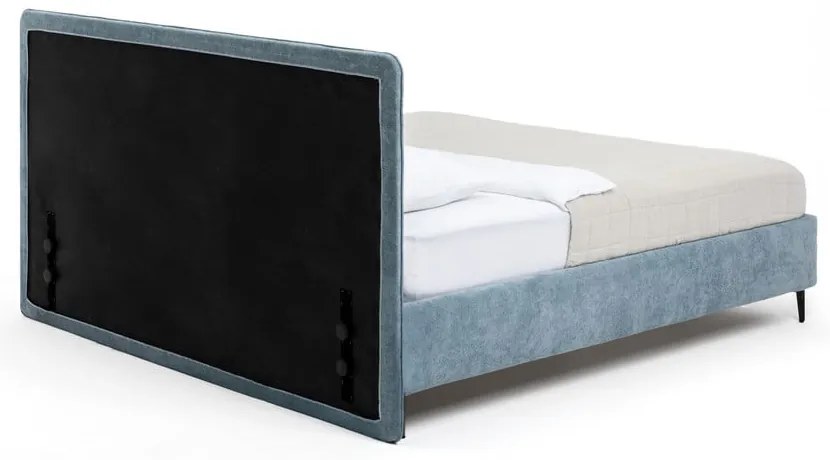 Niebieskie tapicerowane łóżko dwuosobowe ze stelażem 160x200 cm Noira Slim – Bonami Selection