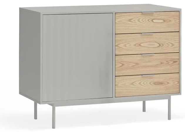 Szaro-naturalna niska komoda w dekorze dębu 108x80 cm Sierra – Teulat