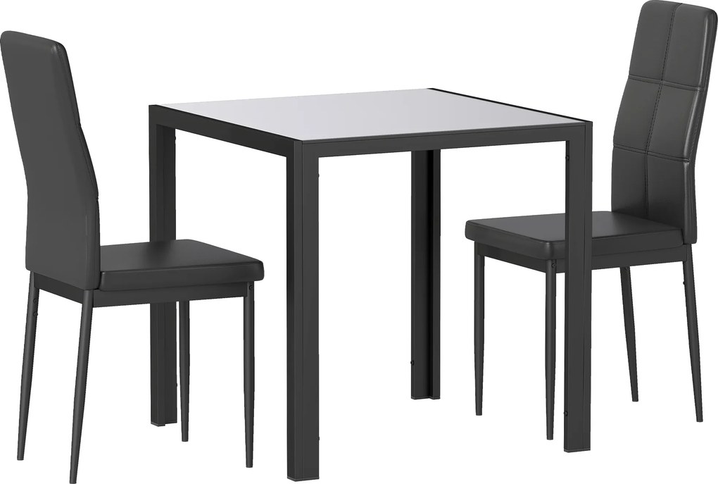 HOMCOM Zestaw do jadalni: stół i 4 krzesła, oszczędzający miejsce, grupa stołowa, Czarny