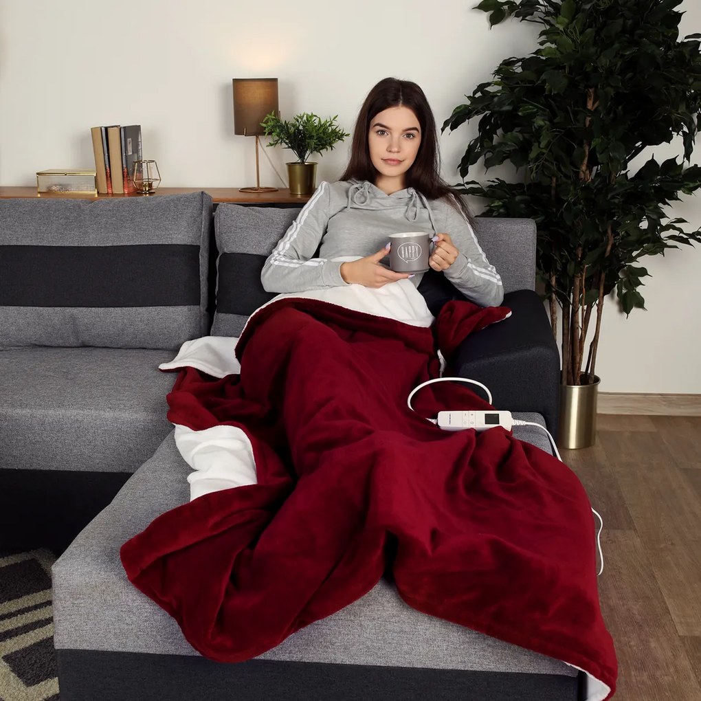 Elektryczna kołdra grzewcza MEDISA, bordowa