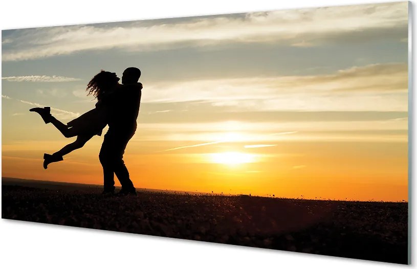 Panel szklany do Kuchni Ludzie na tle Wieczornych Chmur