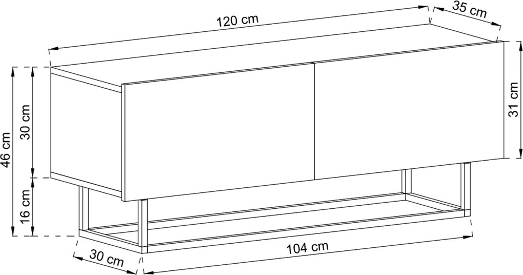Dwudrzwiowa szafka RTV na płozach Enjoy 120 cm, kolor kaszmir mat