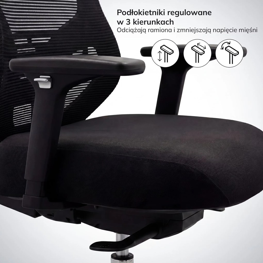Ergonomiczny fotel biurowy z siatką czarny AXIS