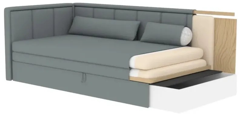 Sofa rozkładana z funkcją spania FULGEO fioletowa/różowa lewa ELTAP