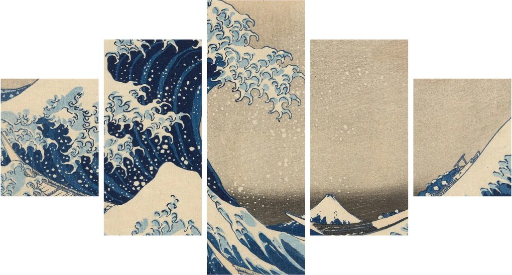 Obraz - Katsushika Hokusai, Under the Wave off Kanagawa, reprodukcje (125x70 cm)