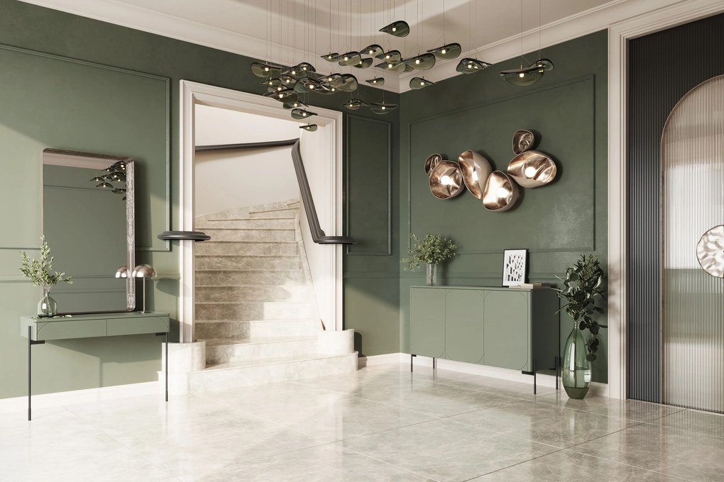 Komoda Sonatia 150 cm trzydrzwiowa - oliwka / nogi czarne