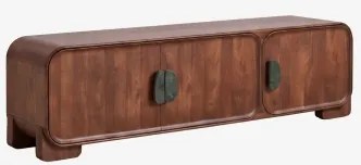 Meble Rtv Z Drewna Mango I Naturalnego Kamienia Kivalina 180 X 45 Cm & Zielony Marmur Udaipur – Ciemne Drewno Mango - Sklum
