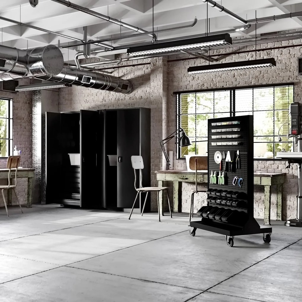 Perforowana ścianka narzędziowa Mariusz All Black 96,5x61x155,5 cm czarna