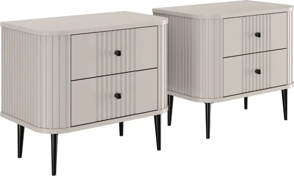 Zestaw szafek nocnych Vesper 56 cm - kaszmir / czarne nogi