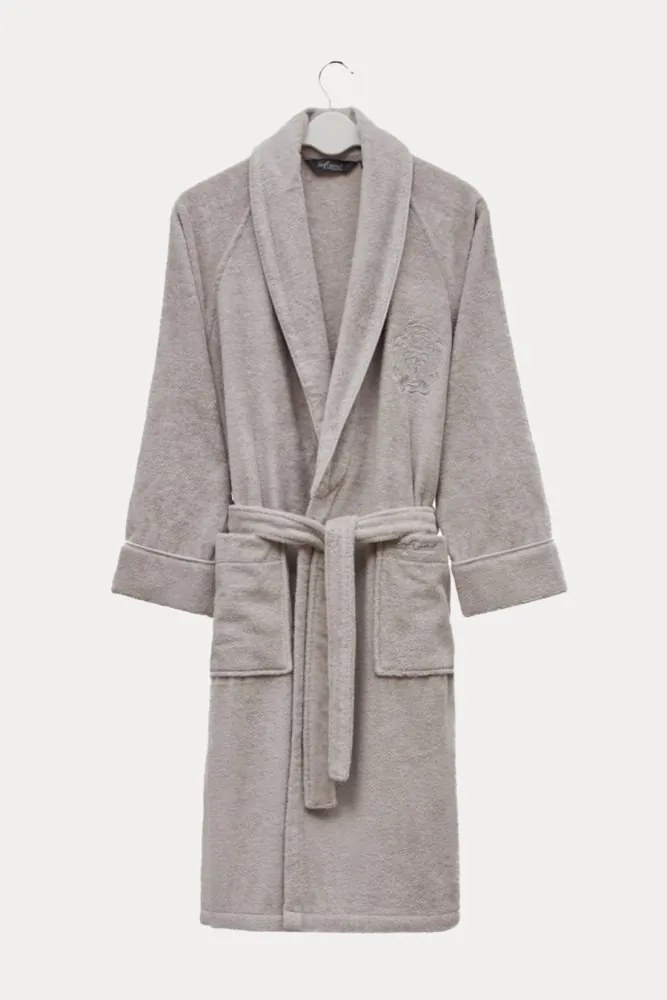 Modalowy unisex szlafrok DELUXE S Jasnoszary