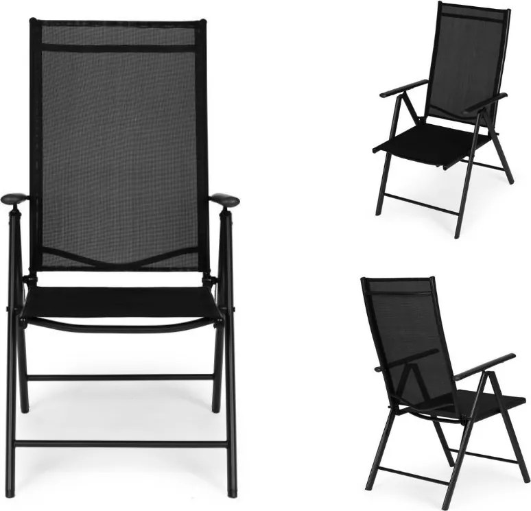 Zestaw 4 krzeseł ogrodowych składanych Napoli, czarny