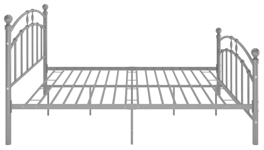 Szare metalowe łóżko dwuosobowe 140x200 cm F3-M75
